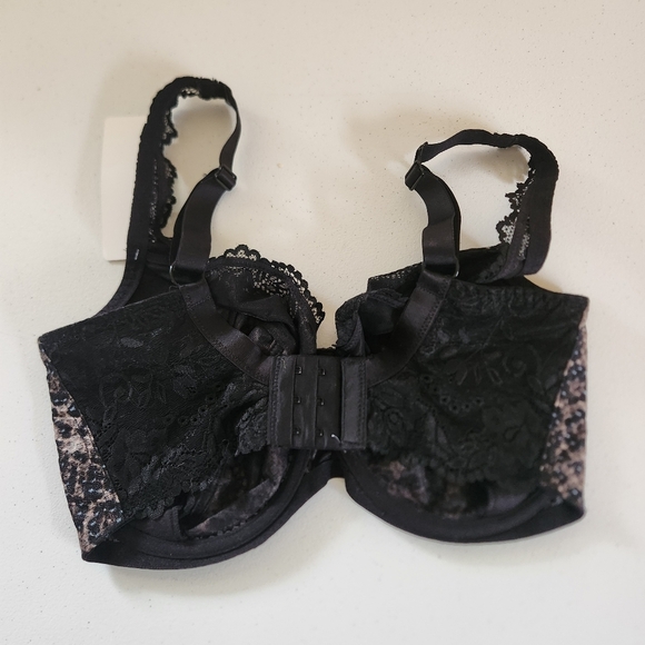 Fit Fully Yours Serena Lace Underwire Bra Black Leopard Unpadded Size 34i New - Picture 3 of 7